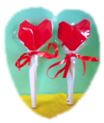 Origami Heart Lollypops