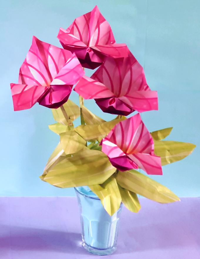 Origami Blozend Hart Bloemen