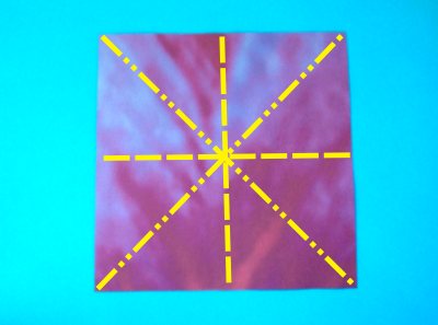 purple origami paper for folding a dahlia flower