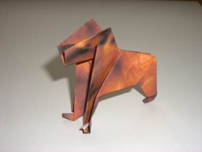 folding an origami dog