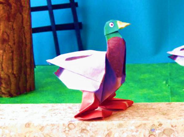 realistic origami duck