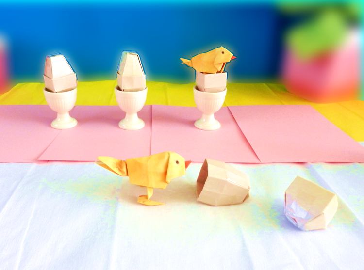 Origami egg shaped boxes