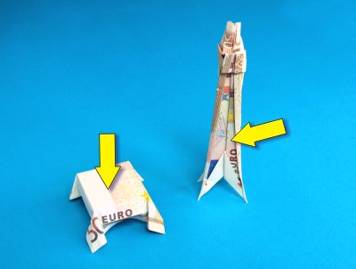de eiffeltoren van geld vouwen