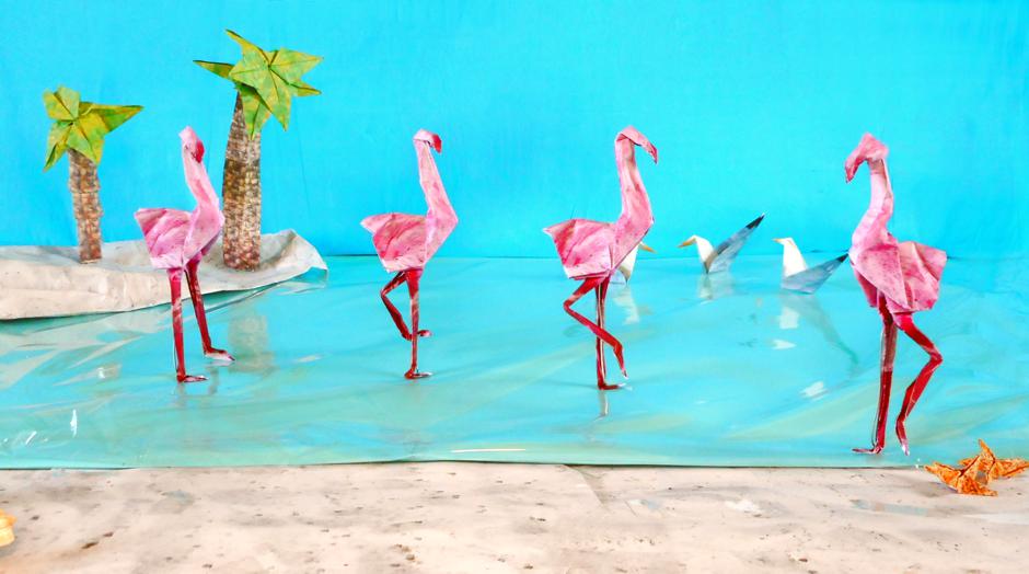 Origami Flamingo's