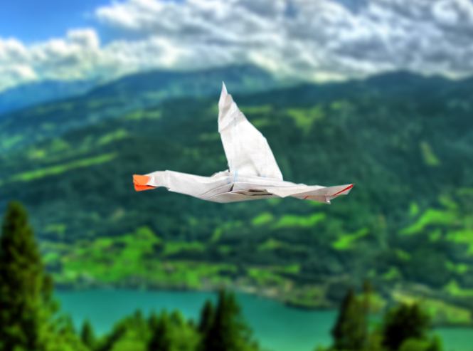Origami flying Goose
