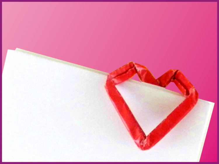 Paper Origami Heart Shaped Paper Clip