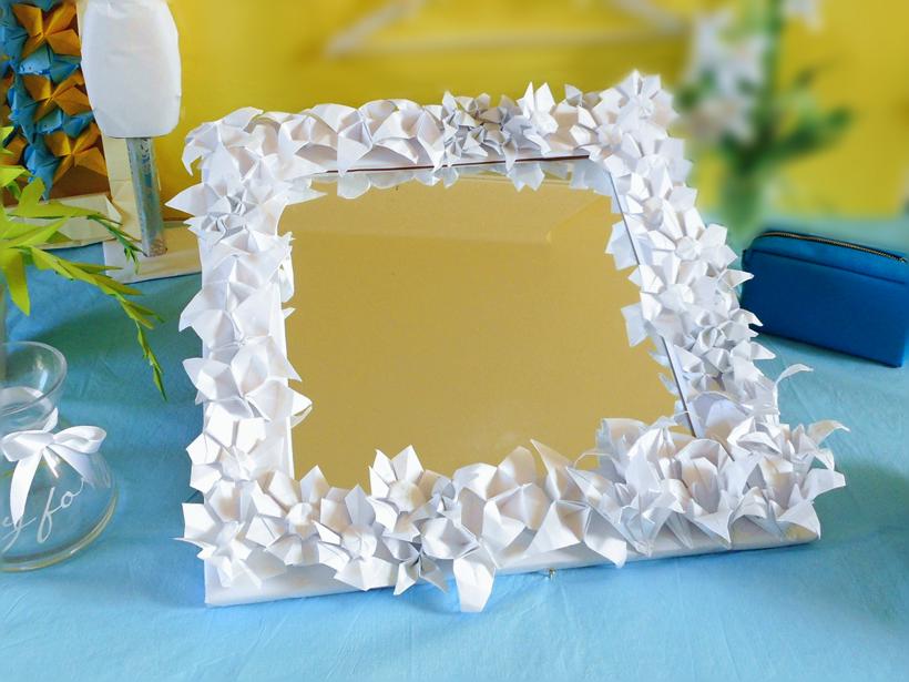 Mirror with Origami Flowers