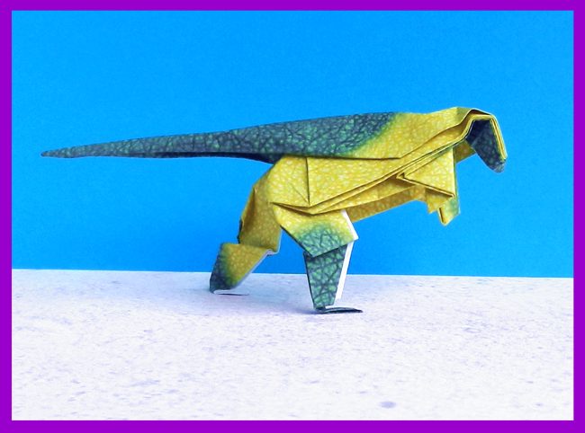 origami Pachycephalosaurus Dino van papier