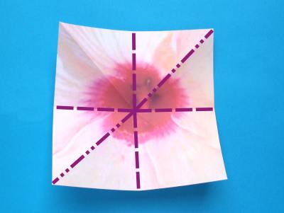 folding a beautiful pink origami flower