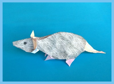 realistic origami rat