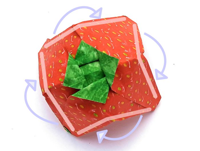 Origami aardbei maken