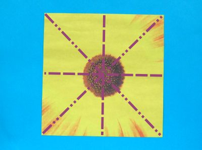 patterned origami paper for a sunflower