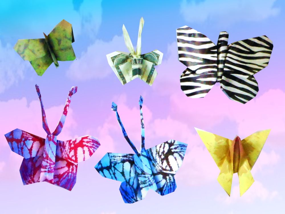Kaartje met Origami vlinders