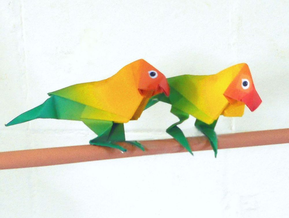 Origami Lovebirds greeting card
