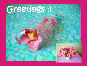 Card with cute and sweet origami flowers