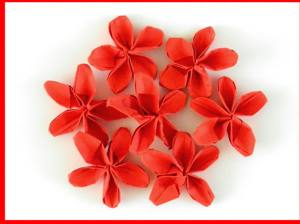 Cute Card with red origami flowers