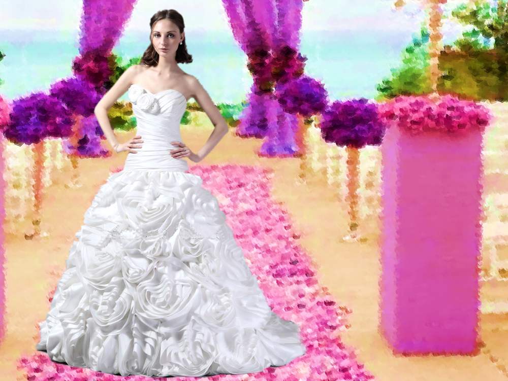 Wedding dress and bridal flowers