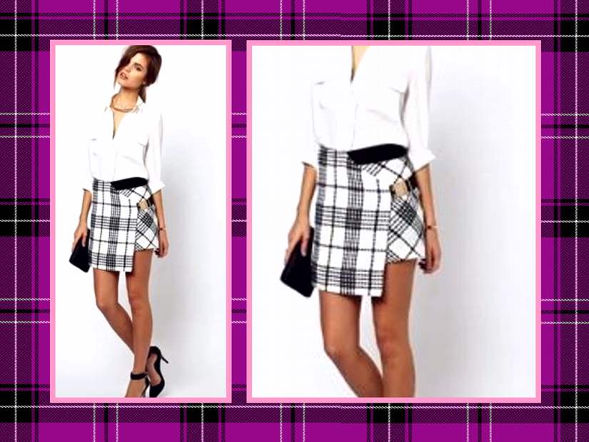 Plaid Wrap Mini Skirt Fashion Card