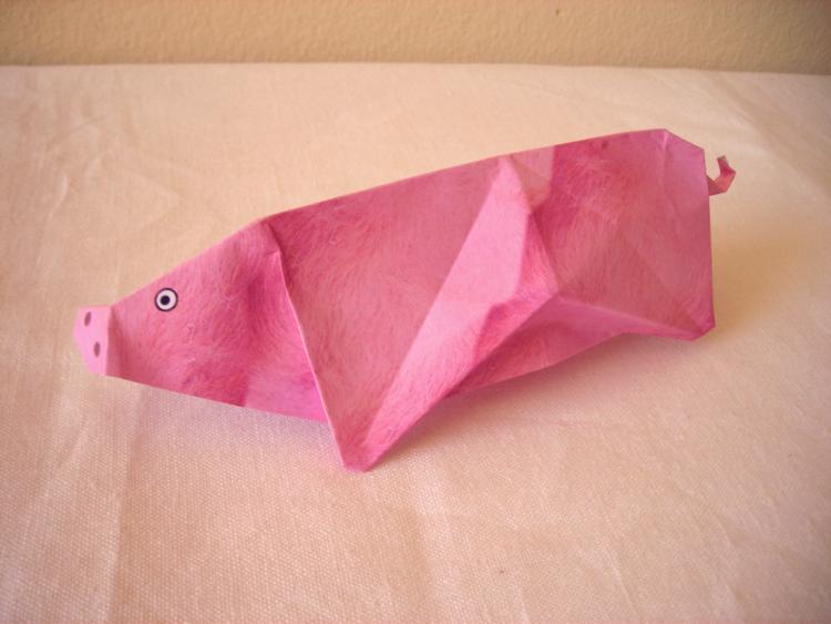 Card with a cute origami piggy