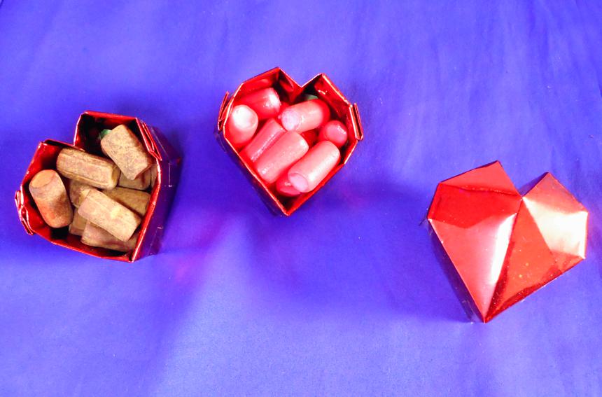 Origami Heart shaped candy Boxes