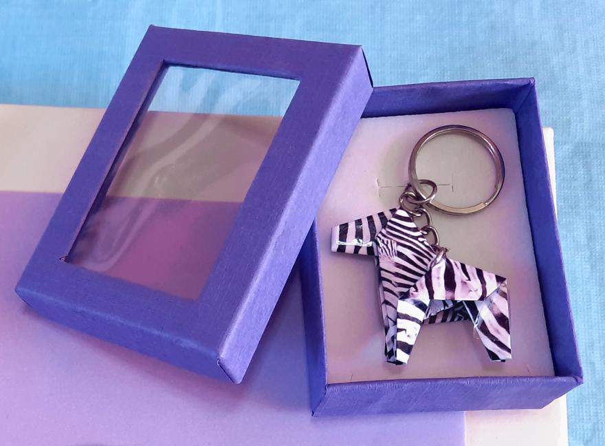 Origami Zebra Keychain Charm