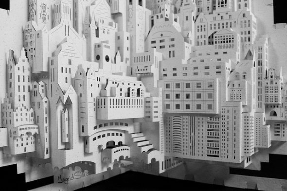 complete paperart city in white