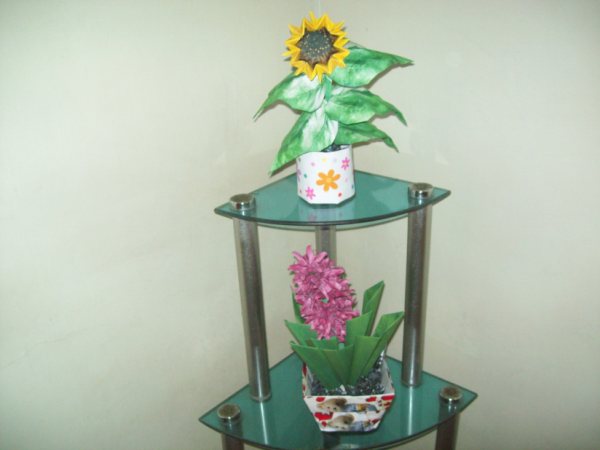 origami hyacinth and sunflower