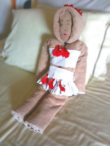 towel origami doll with skirt