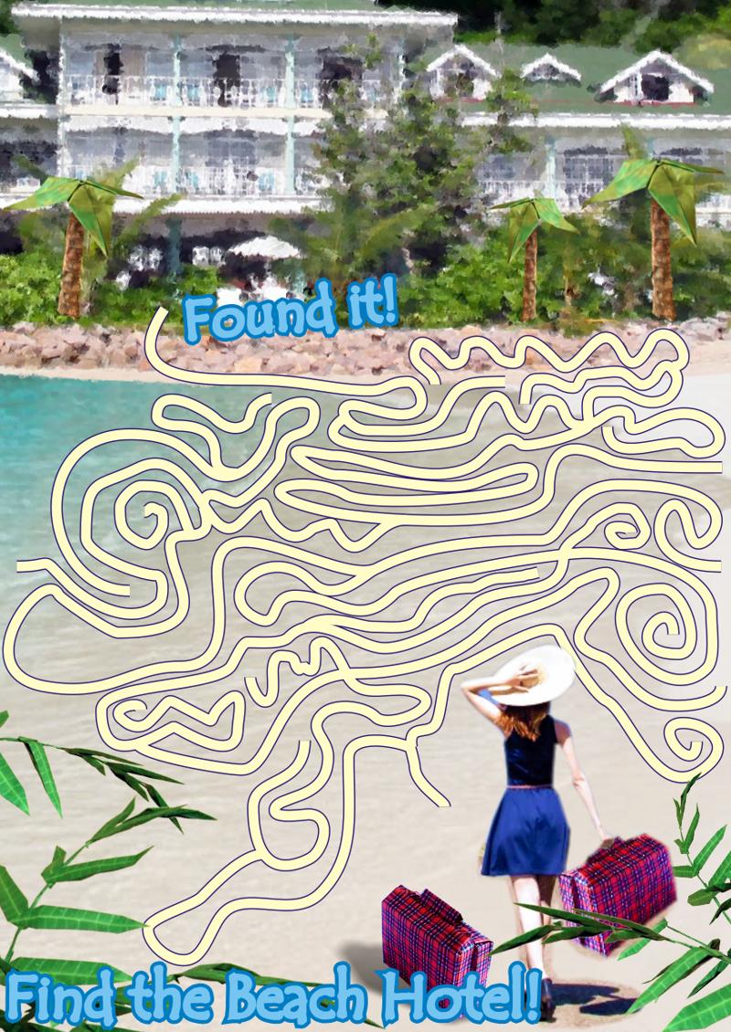 Find the beach hotel printable maze
