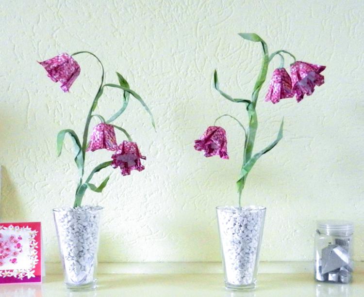 Origami Fritillary flowers