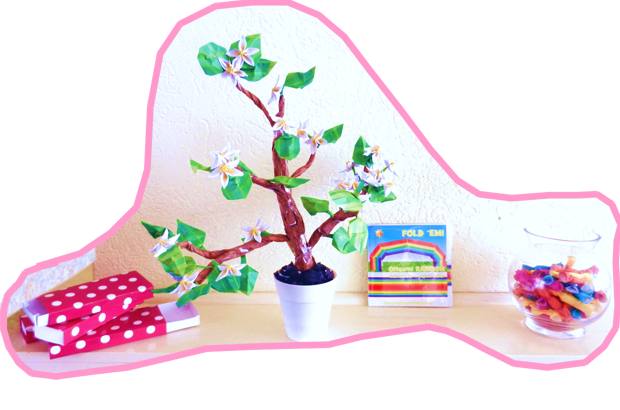 Bonsai Origami Plant met Bloemen