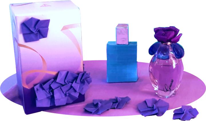 Perfume Bottles with Origami Flowers Perfume Bottles with Origami Flowers