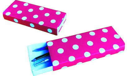 clipart van roze polkadot pennendoosjes