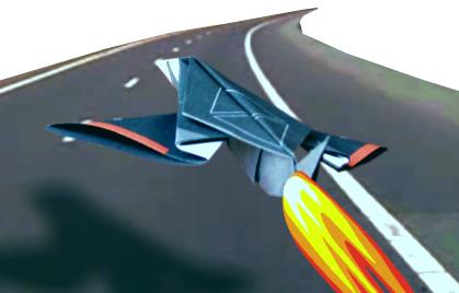 Straaljager boven de snelweg Straaljager boven de snelweg