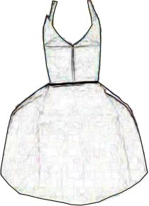 Colouringpicture of a papercraft ballet dress