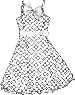 Kleurplaat van een polkadots jurk met strik Kleurplaat van een polkadots jurk met strik