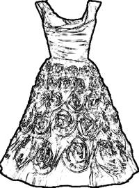 Kleurplaat van een jurk met bloemen
