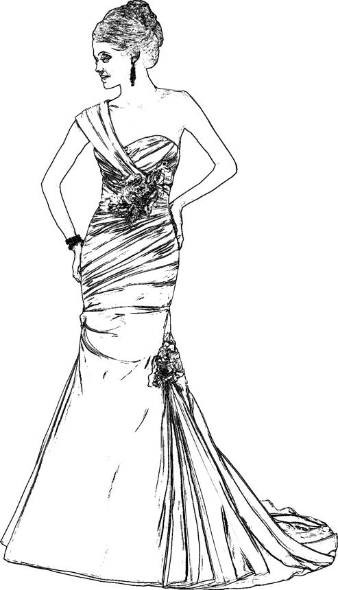 Wedding dress coloring page