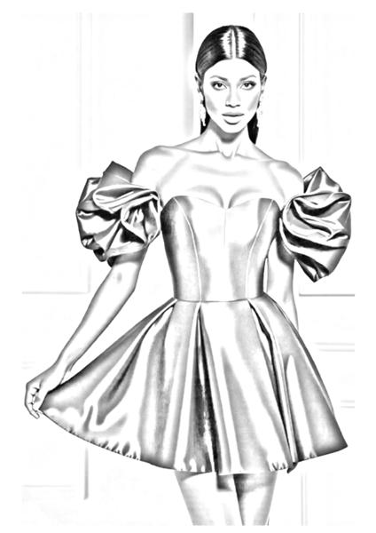Dress with puff sleeves
