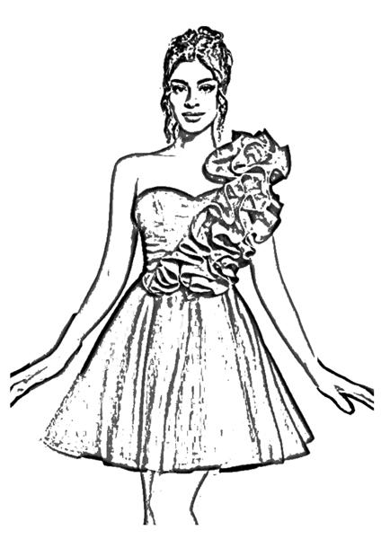 Dress with flowers decoration