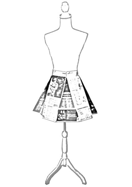 Newspaper box pleated skirt