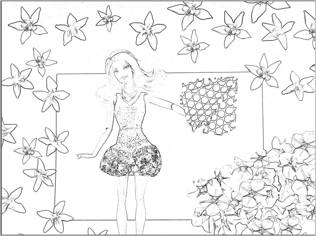 Barbie Flowerrain Colouring Picture