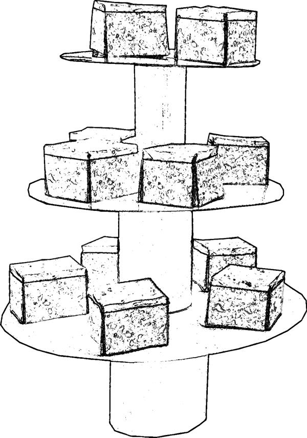 tekening van cakejes op een rek