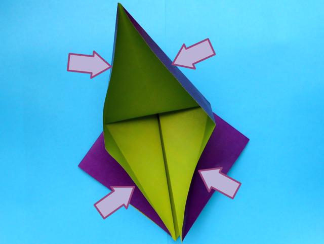 Origami Aubergine maken