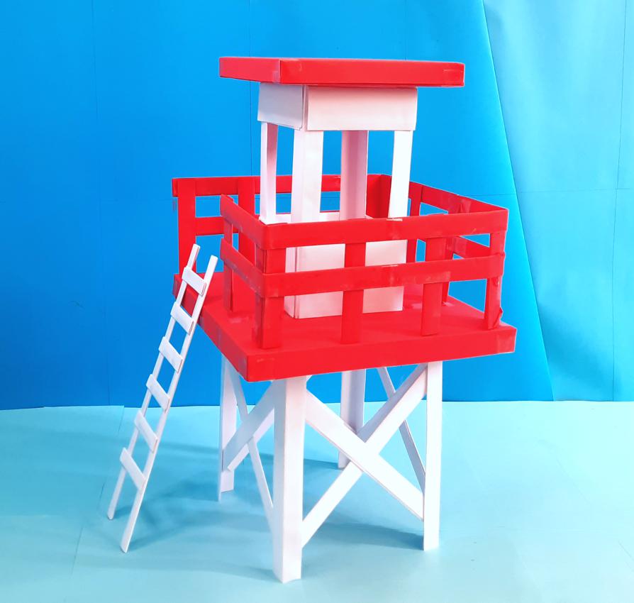 Miniatuur strandwacht toren van papier