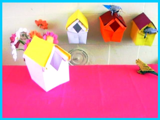 Cute paper Origami birdhouses