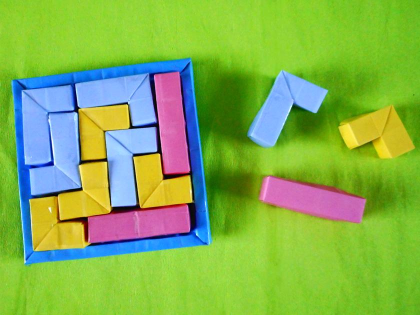 Origami block puzzle game