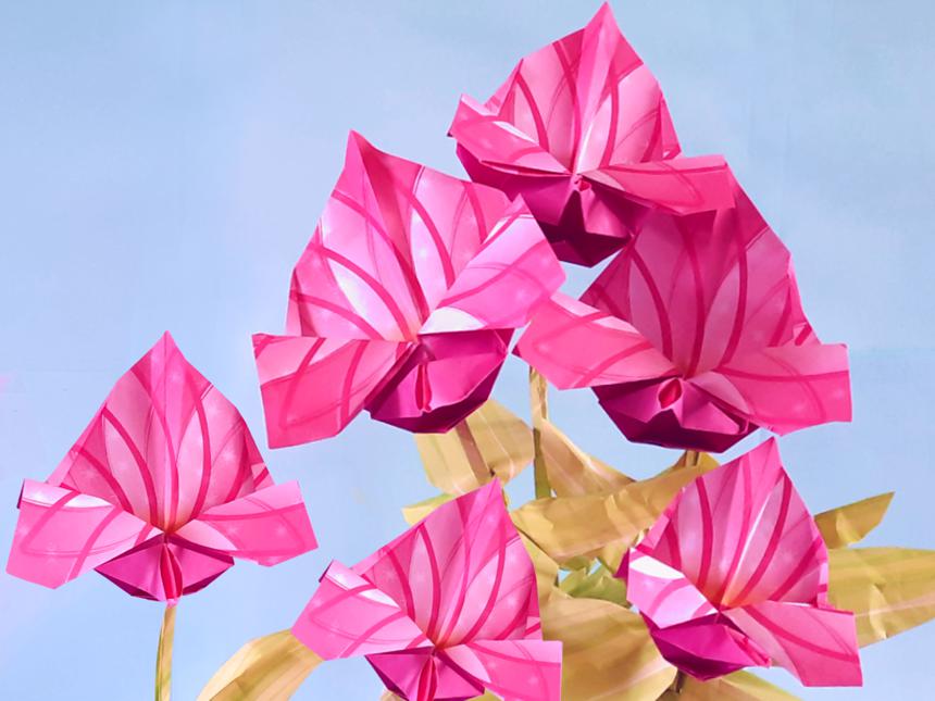 Origami Blushing Heart Flowers