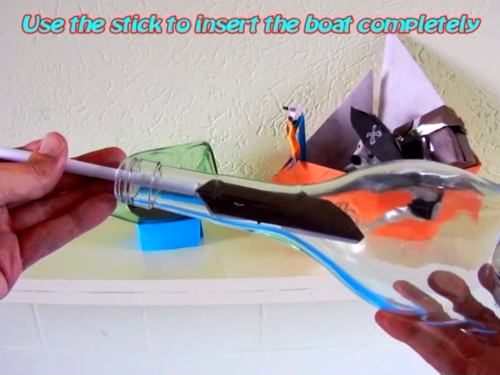 Make an Origami boat in a bottle