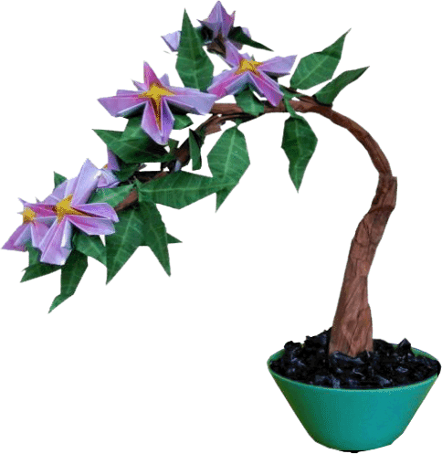 Bonsai Origami Branch with Flowers